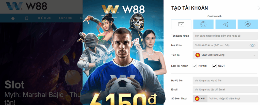Đăng ký tài khoản W88 để cá cược online